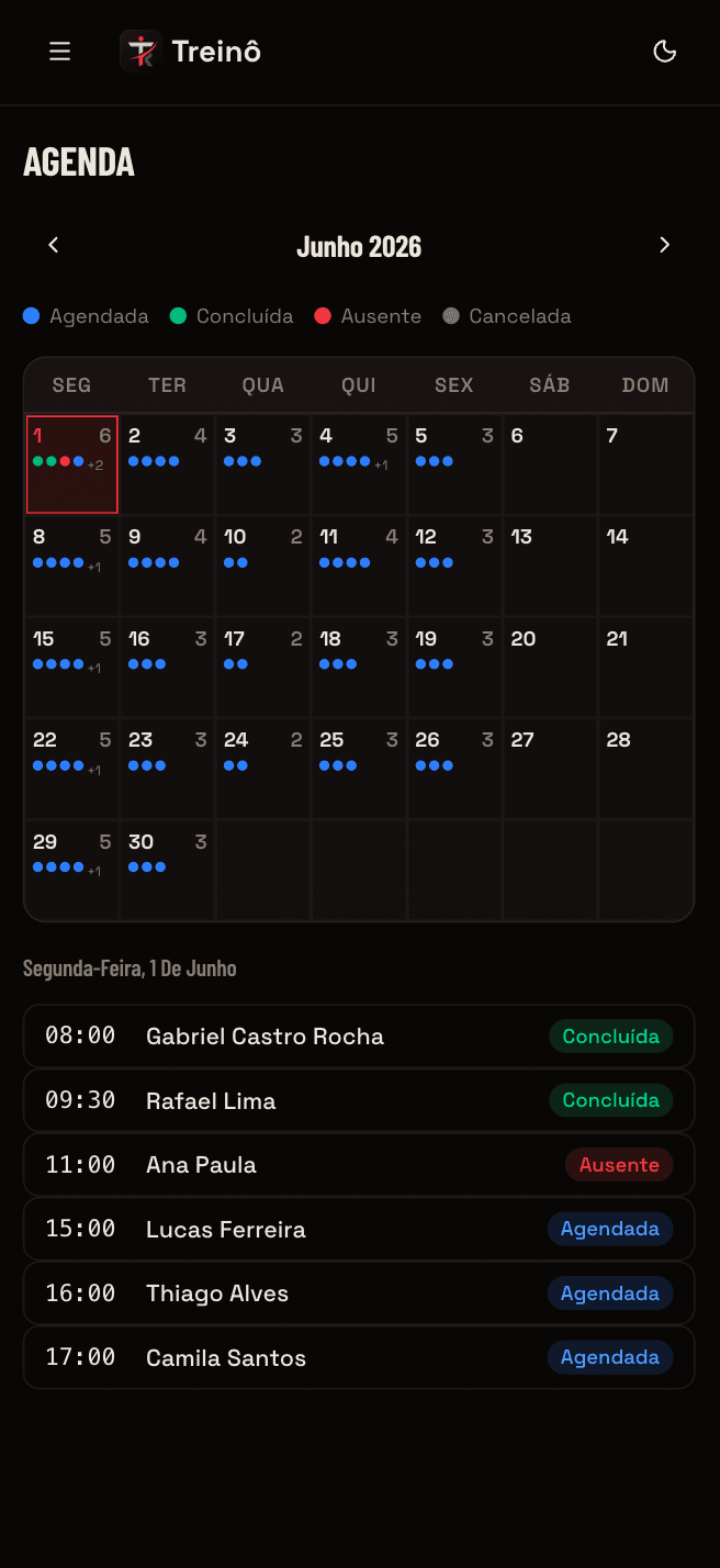 Agenda do Treinô no celular